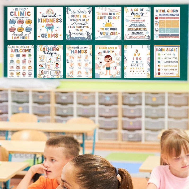 Aposwow School Nurse Office Decor - 12Pcs Health Posters for School Nurse Bulletin Board Decorations Supplies, Boho Health Posters for Nursing Clinic Bulletin Board Office Decor, 11 x 14 Inches - Image 5
